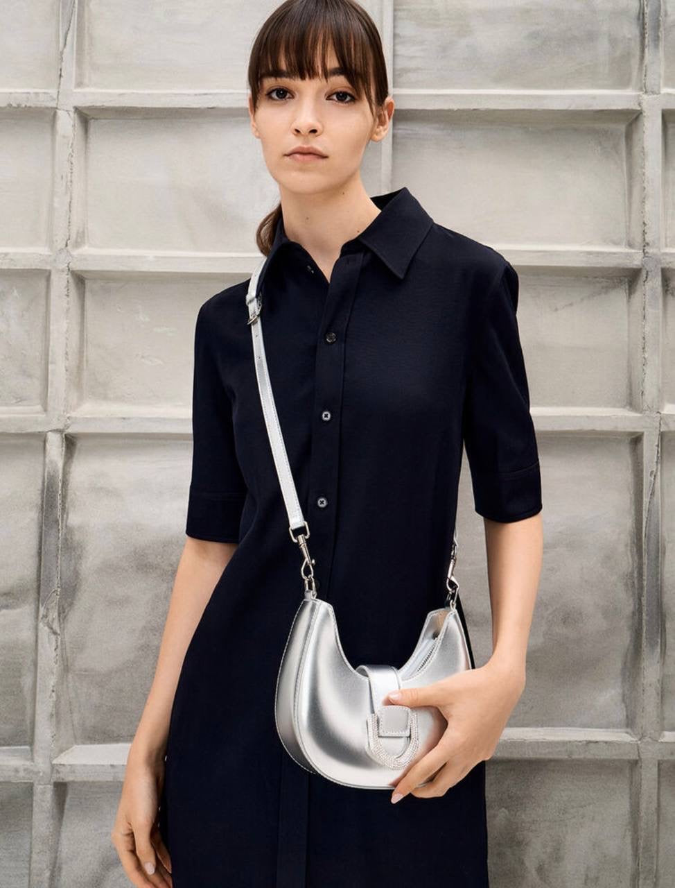 Gabine Leather Crystal-Embellished Hobo Bag