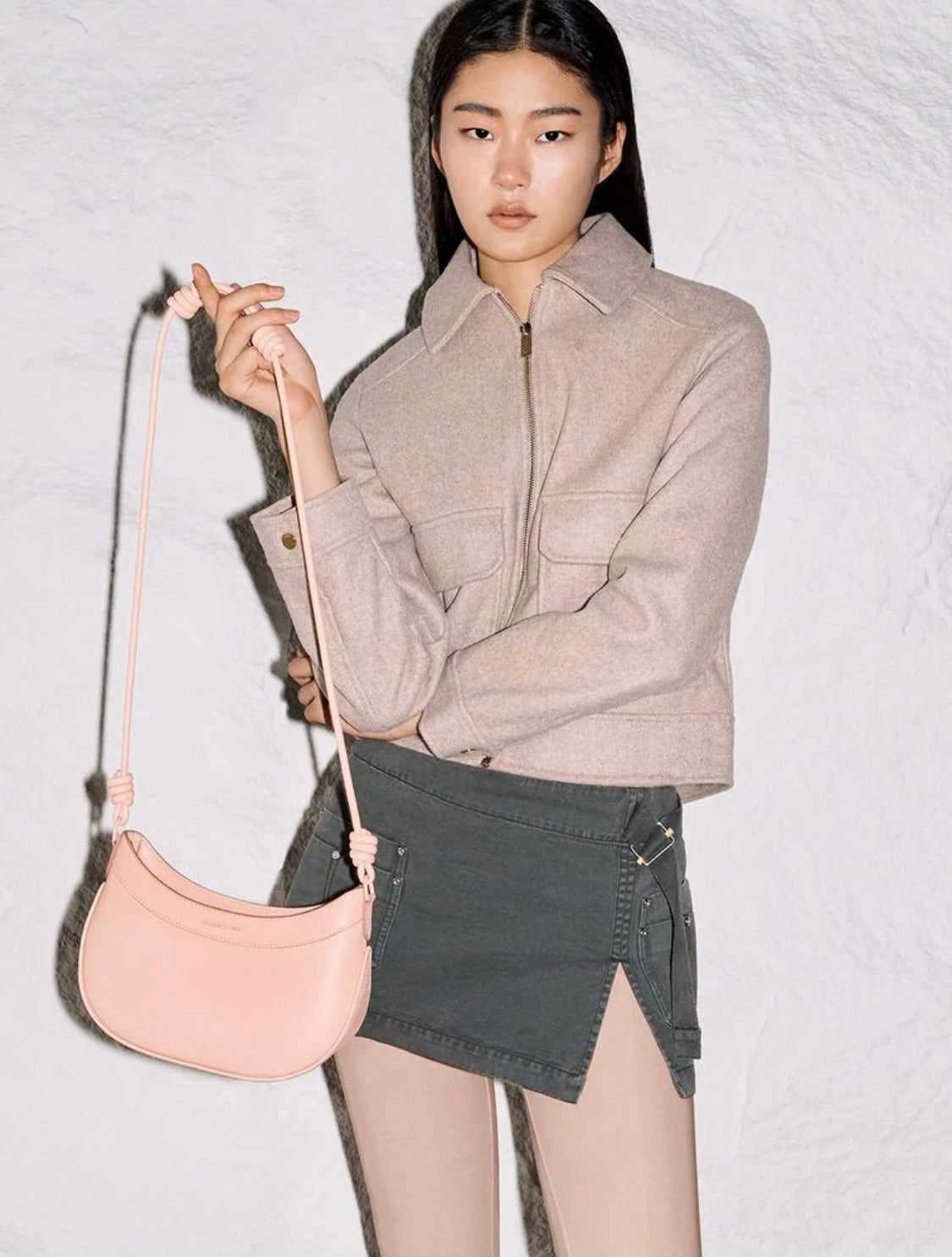 Sabine Knotted-Strap Curved Shoulder Bag