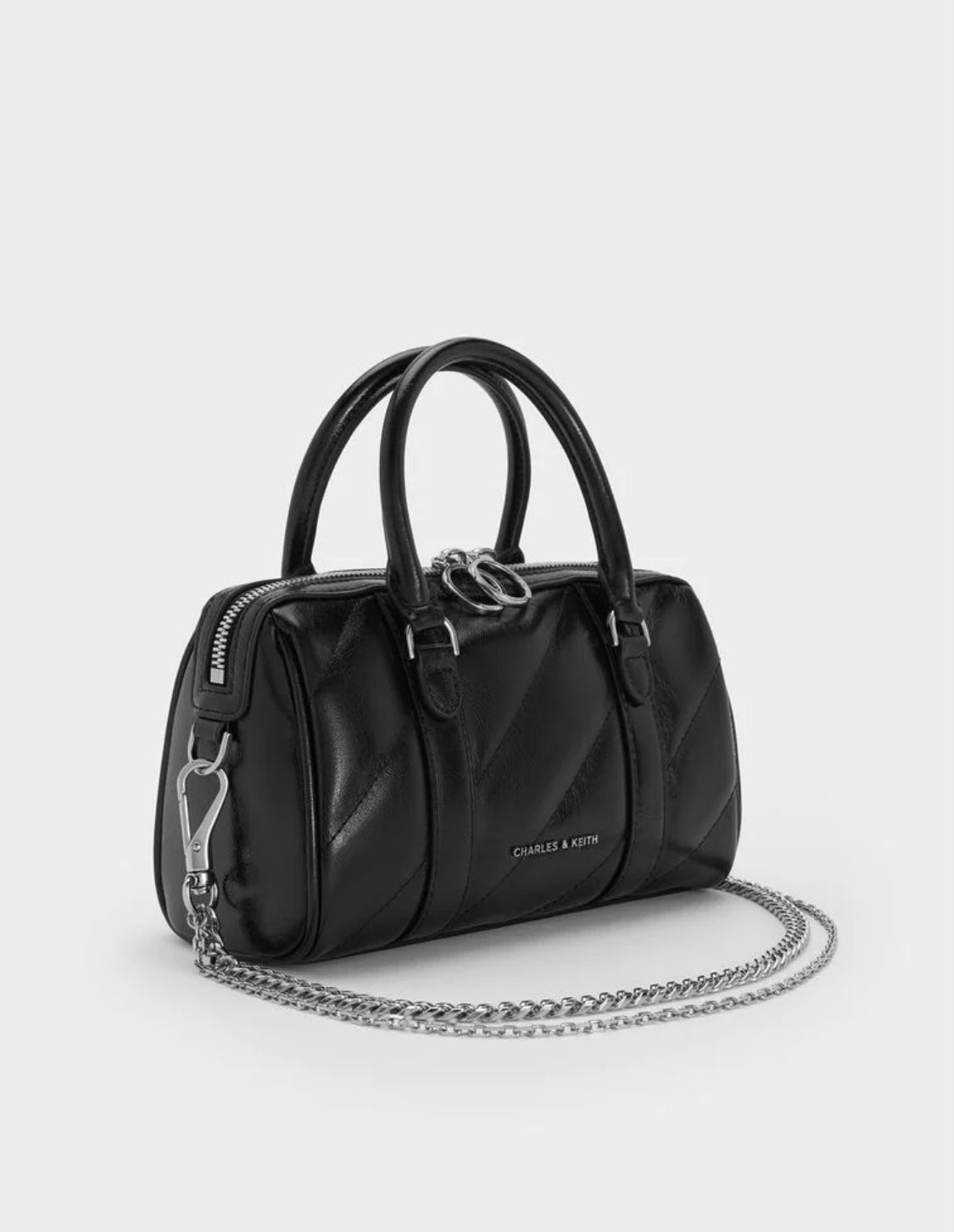 Philomena Panelled Chain-Handle Bowling Bag