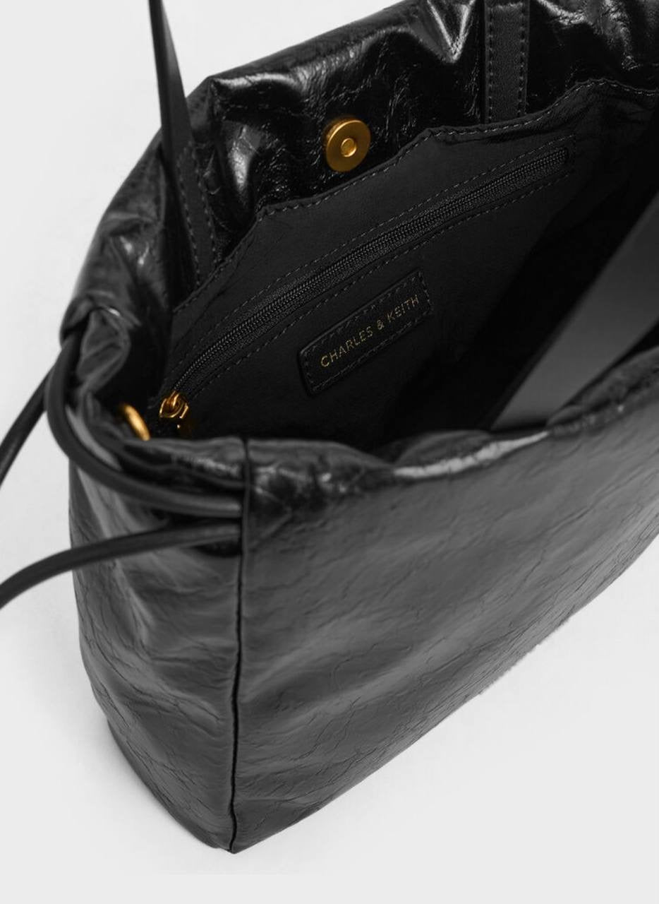 Mini Bethel Crinkle-Effect Ruched Drawstring Tote Bag