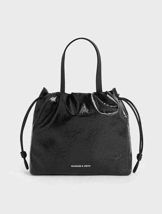 Mini Bethel Crinkle-Effect Ruched Drawstring Tote Bag