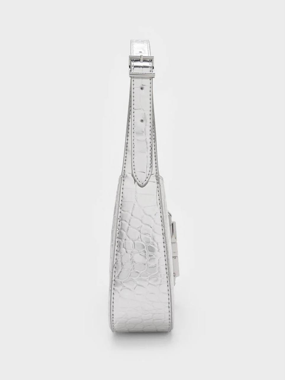 Cesia Croc-Effect Metallic-Accent Shoulder