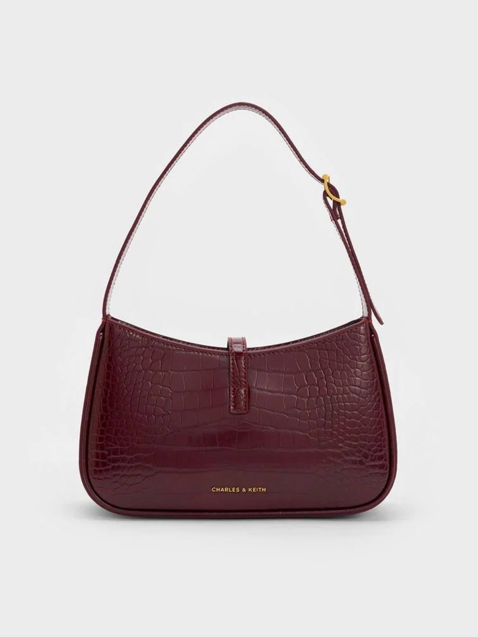 Cesia Croc-Effect Metallic-Accent Shoulder