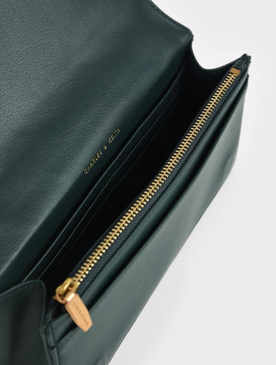 Chain Handle Quilted Long Wallet