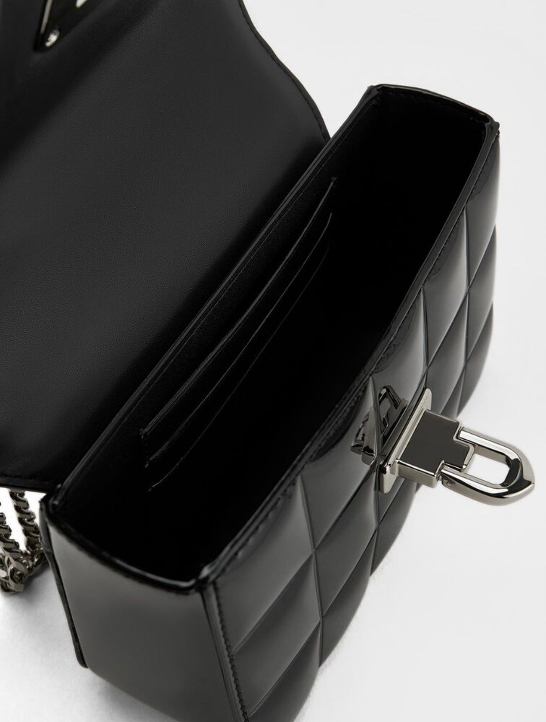 Metallic Square-Quilted Chain-Handle Bag