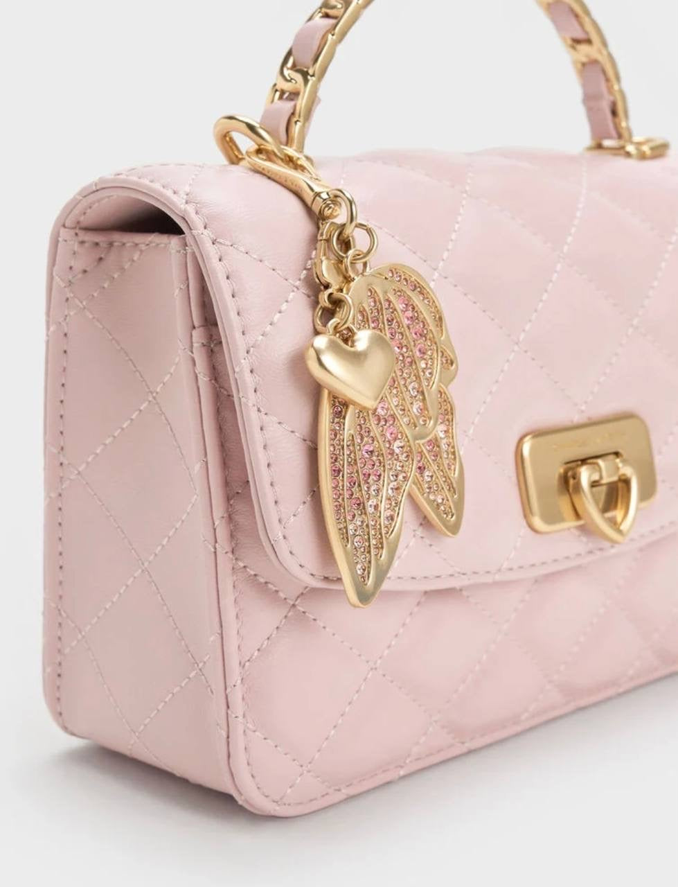 Cressida Quilted Top Handle Bag With Bag Charms (With Box)