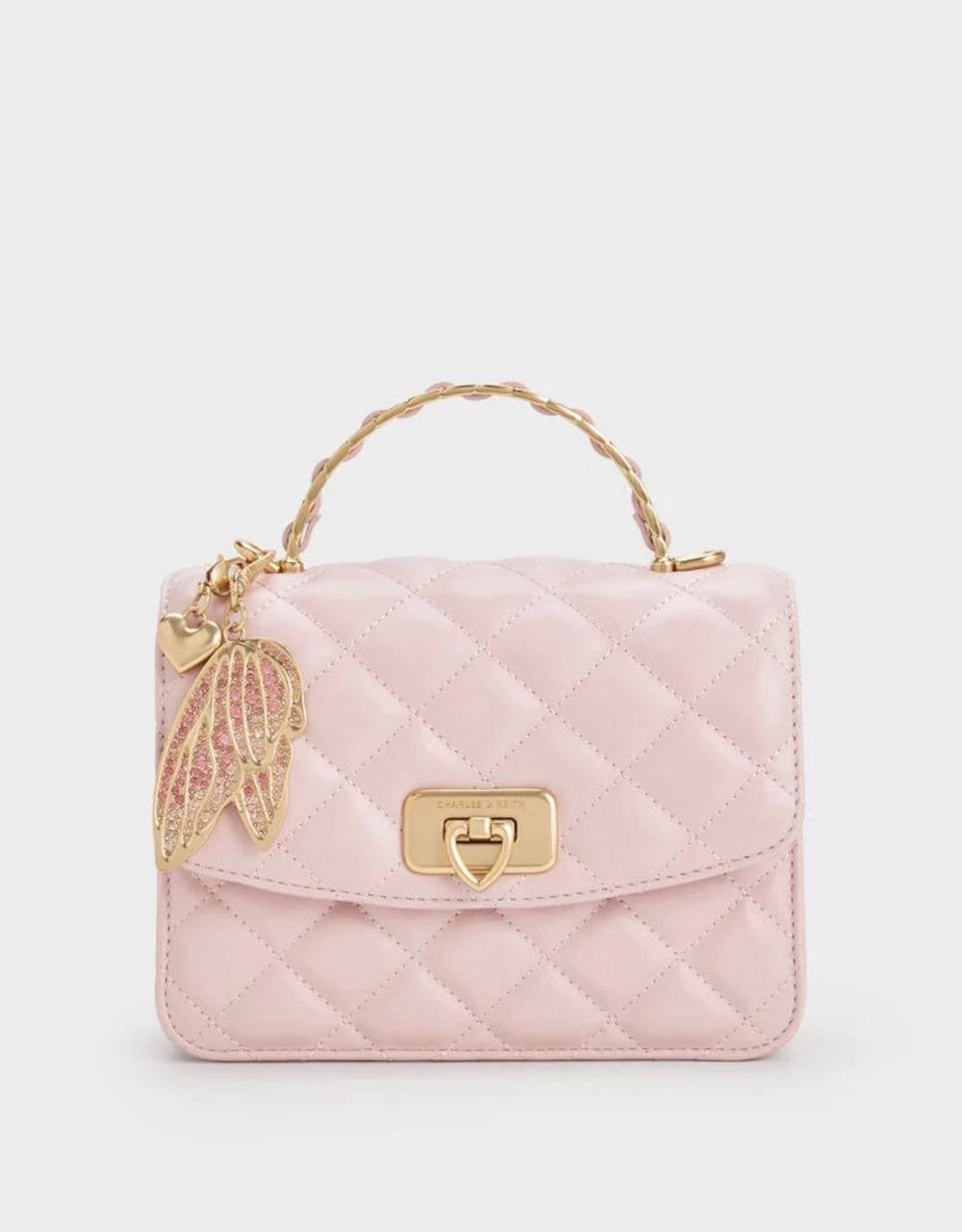 Cressida Quilted Top Handle Bag With Bag Charms (With Box)