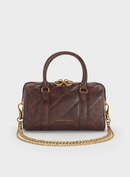 Philomena Panelled Chain-Handle Bowling Bag