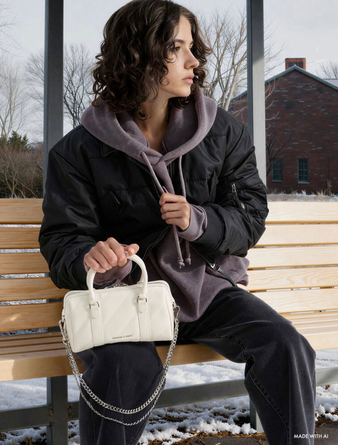 Philomena Panelled Chain-Handle Bowling Bag