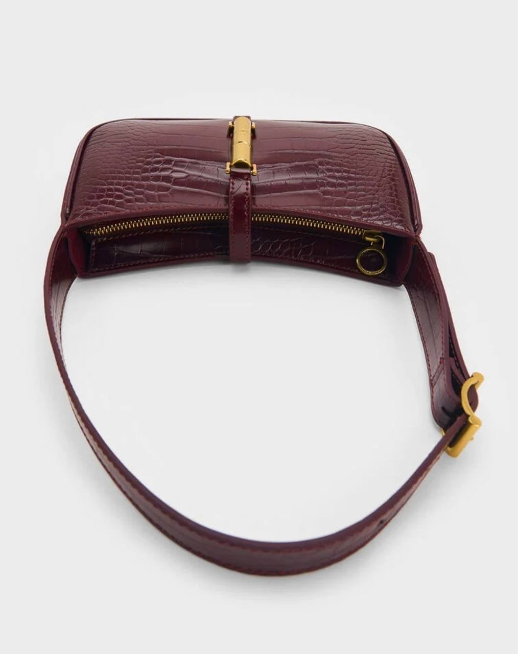 Cesia Croc-Effect Metallic-Accent Shoulder
