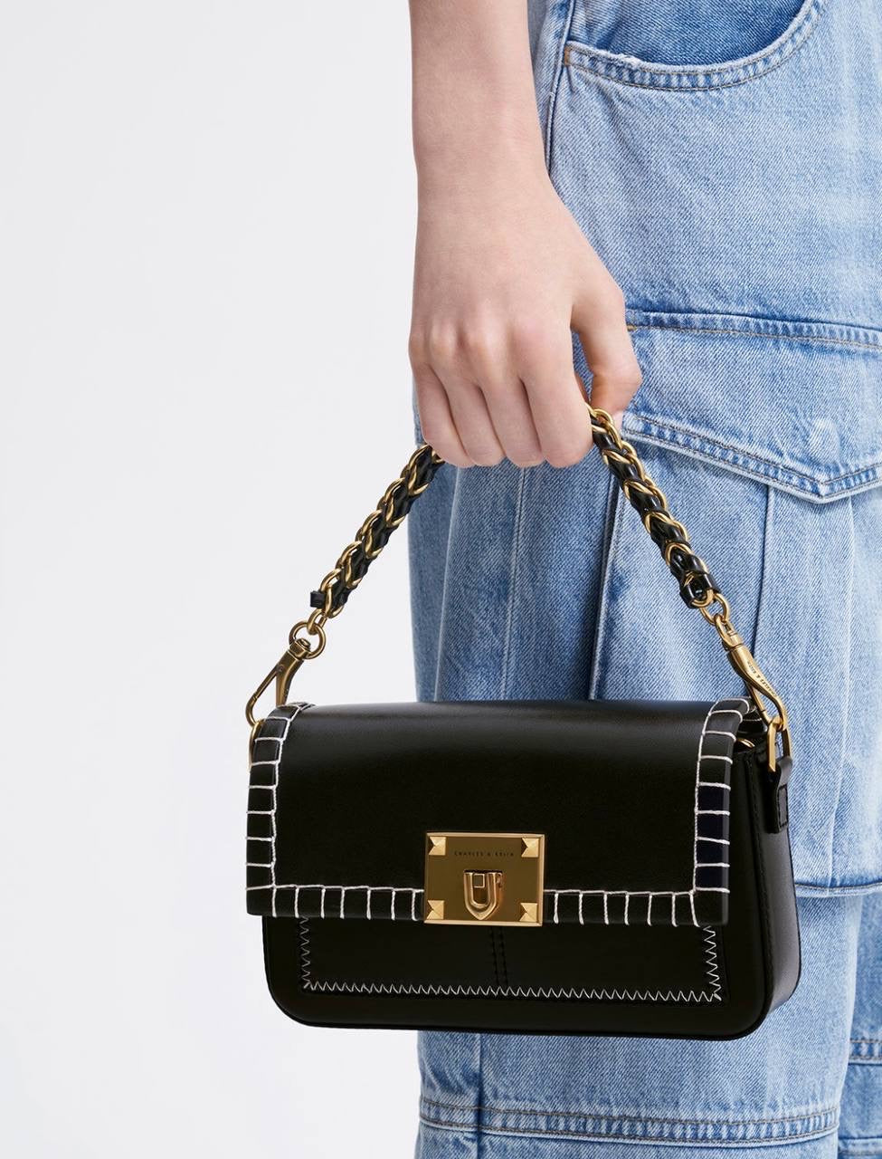 Circe Stitch-Trim Top Handle Bag